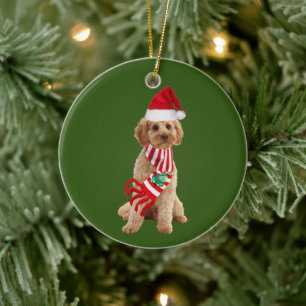 Décoration En Céramique Cockapoo Avec Casquette Scaft Christmas