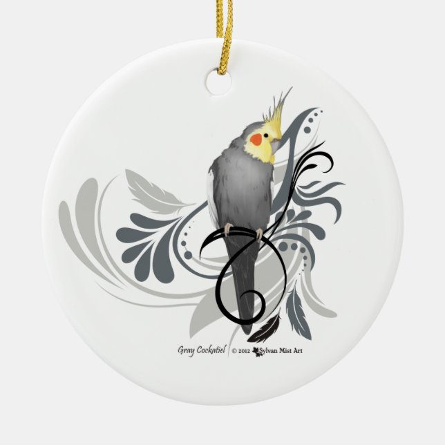 Décoration En Céramique Cockatiel gris (Devant)