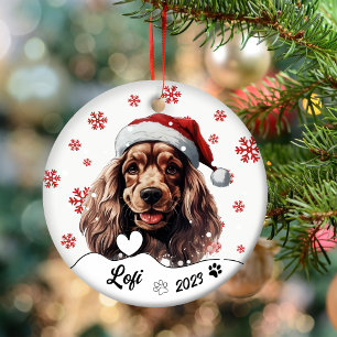 Décoration En Céramique Cocker de Noël Spaniel Chien Personnalisé