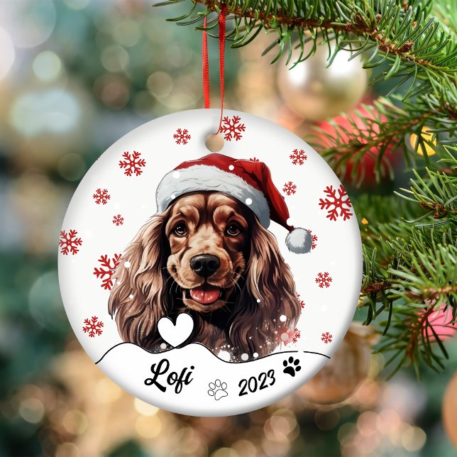 Décoration En Céramique Cocker de Noël Spaniel Chien Personnalisé (Créateur téléchargé)