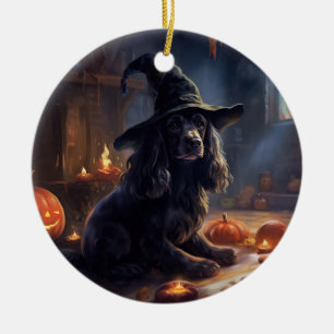 Décoration En Céramique Cocker Spaniel Citrouilles Halloween effrayant
