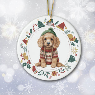 Décoration En Céramique Cocker Spaniel en hiver Sweet Noël