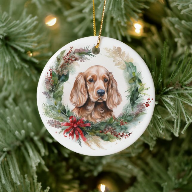 Décoration En Céramique Cocker Spaniel Noël Wreath Festive Pup (Arbre)