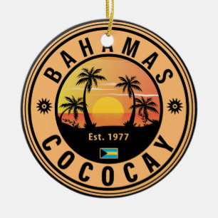 Décoration En Céramique Coco Cay Bahamas Retro Sunset Souvenirs 60s