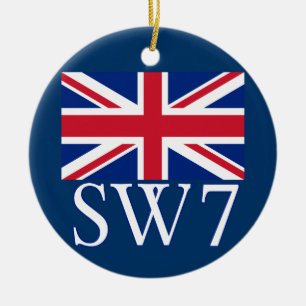 Décoration En Céramique Code postal SW7 de Londres avec Union Jack