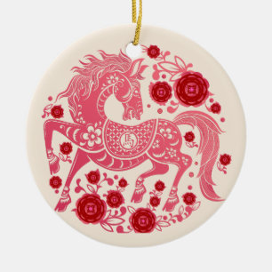 Décoration En Céramique Code QR pour l'année lunaire du cheval 2026 pour l