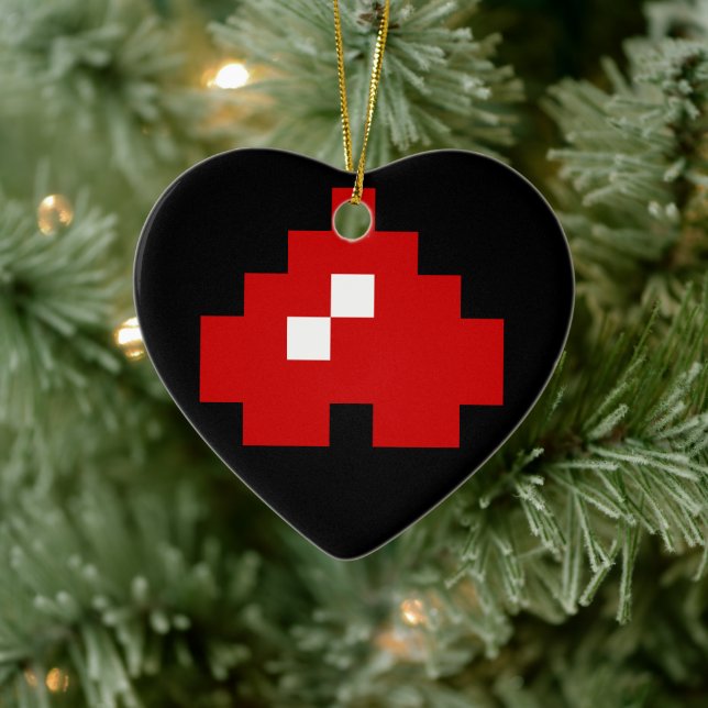 Décoration En Céramique Coeur à 8 bits Pixel (Arbre)