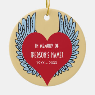 Décoration En Céramique Coeur avec des ailes dans la mémoire de