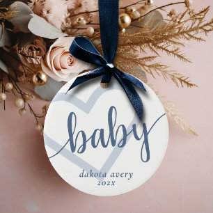 Décoration En Céramique Coeur bébé Dusty Ardoise Bleu Flourdissant Scrip