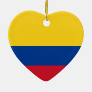 Décoration En Céramique Coeur de drapeau de la Colombie