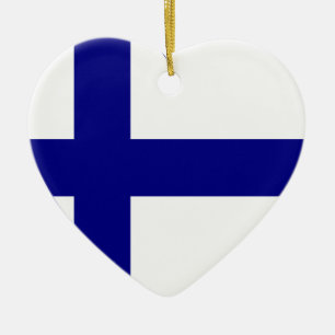 Décoration En Céramique Coeur de drapeau de la Finlande