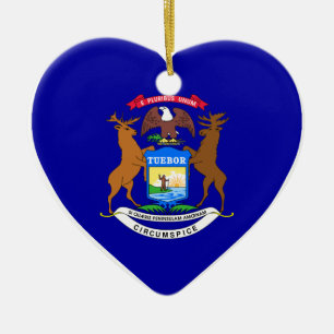 Décoration En Céramique Coeur de drapeau du Michigan