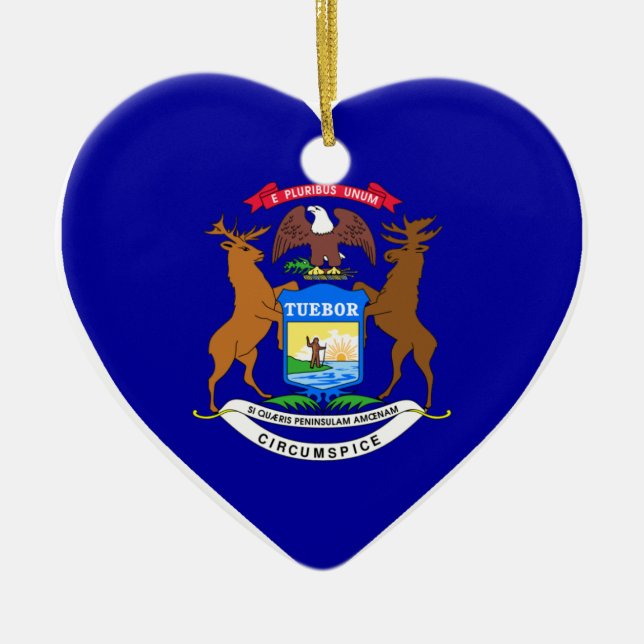 Décoration En Céramique Coeur de drapeau du Michigan (Devant)