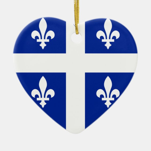 Décoration En Céramique Coeur de drapeau du Québec (Devant)