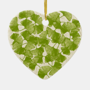 Décoration En Céramique Coeur de feuille de Ginkgo