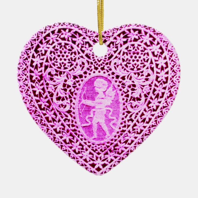 Décoration En Céramique COEUR DE LAME CUPID, violet rose (Devant)