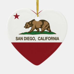 Décoration En Céramique coeur de San Diego de drapeau de la Californie