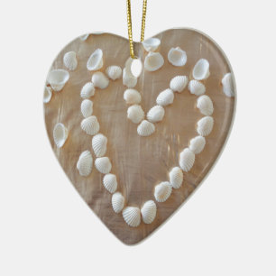 Décoration En Céramique Coeur des coquillages de la mer blanche, Summer Be