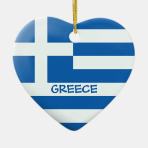 Décoration En Céramique Coeur du drapeau grec