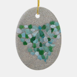 Décoration En Céramique Coeur en verre de mer
