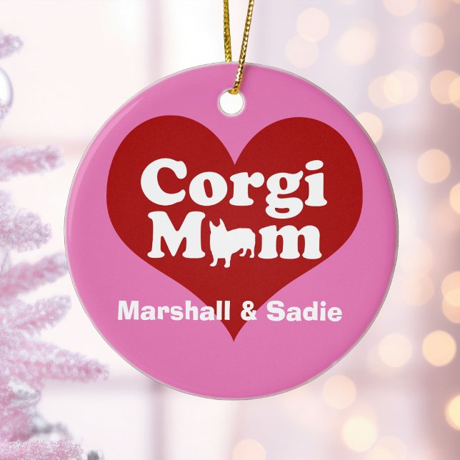 Décoration En Céramique Coeur maman Corgi sur mesure (Créateur téléchargé)