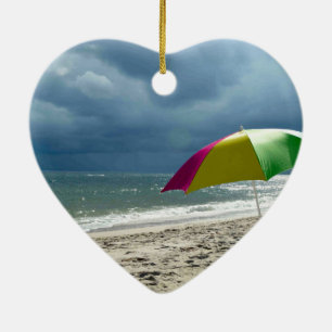 Décoration En Céramique Coeur parasol de plage