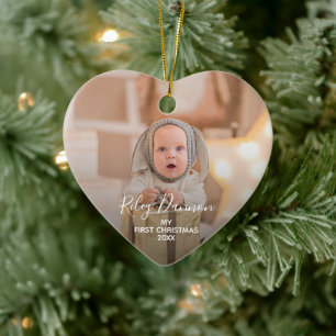 Décoration En Céramique Coeur photo de Noël du bébé