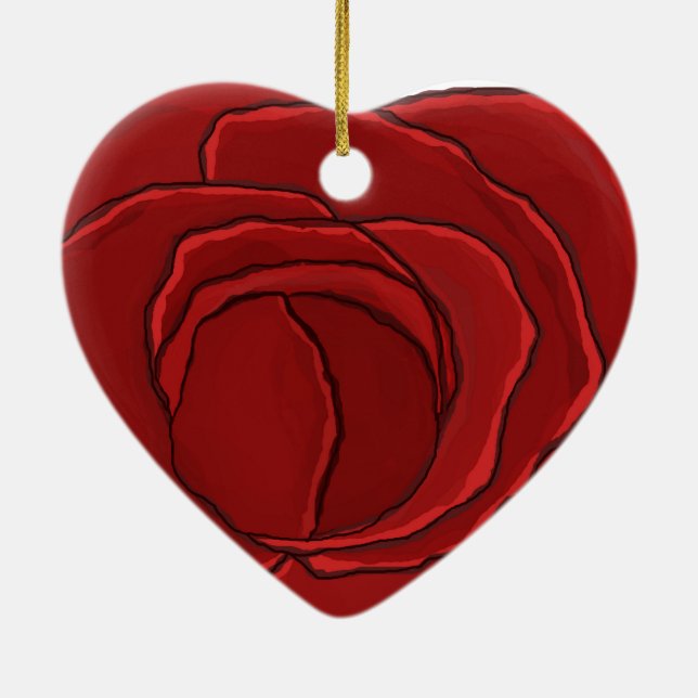 Décoration En Céramique Coeur "rose rouge " d'ornement (Dos)