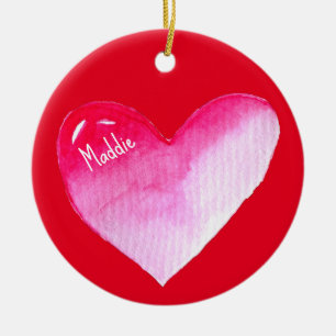 Décoration En Céramique Coeur rose valentine pop art