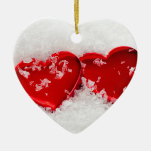 Décoration En Céramique Coeurs d'amour dans l'ornement de coeur à double 