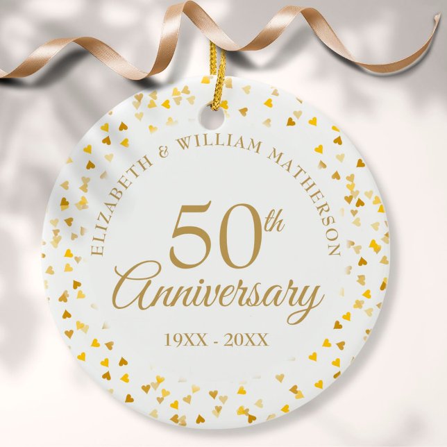Décoration En Céramique Coeurs d'or du 50e anniversaire (Créateur téléchargé)