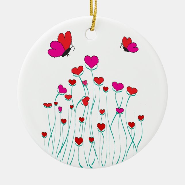 Décoration En Céramique Coeurs et papillons Valentine Love (Devant)