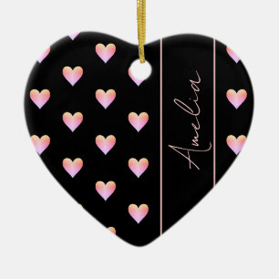 Décoration En Céramique Coeurs modernes Coeur rose noire Coeur personnalis