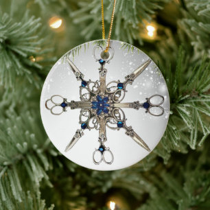 Décoration En Céramique Coiffeur coiffeur styliste Snowflake ciseaux