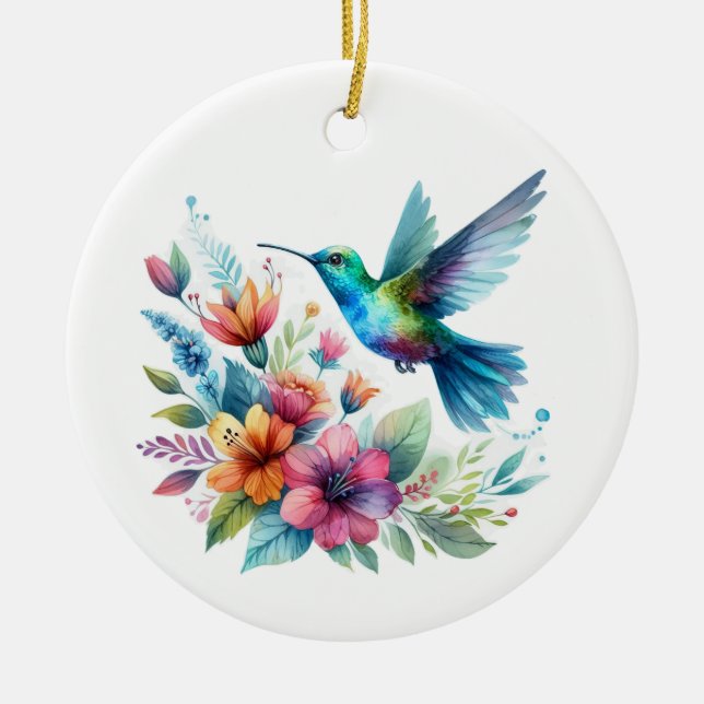 Décoration En Céramique Colibri floral de printemps (Devant)
