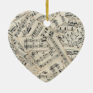 Décoration En Céramique Collage vintage papier de musique
