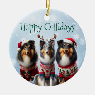 Décoration En Céramique Collie Christmas Ornaments 