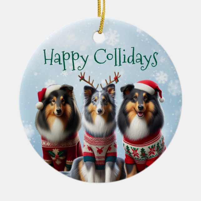 Décoration En Céramique Collie Christmas Ornaments  (Devant)