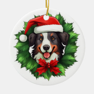 Décoration En Céramique Collie Christmas Wreath