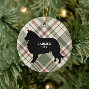 Décoration En Céramique Collie ou Sheltie Plaid