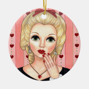 Décoration En Céramique Collier Coeur Fille Blonde Tête Vase Lèvres Luscie