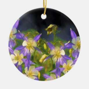 Décoration En Céramique Colorado Blue Columbine Peinture - Art original