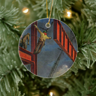 Décoration En Céramique Commerce vintage, travailleurs de la construction