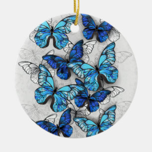 Décoration En Céramique Composition des White and Blue Butterflies