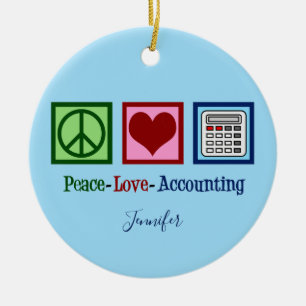 Décoration En Céramique Comptable Peace Love Cute Custom Accountant