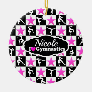 DÉCORATION EN CÉRAMIQUE CONCEPTION DE GYMNASTIQUE ROSE ET NOIR