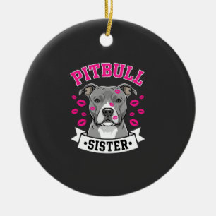 Décoration En Céramique Conception de vecteur de soeur de Pitbull amoureus