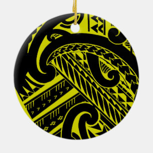 Décoration En Céramique Conception tribale Samoane de tatouage avec des
