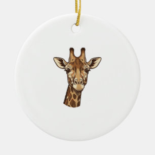Décoration En Céramique Conception vectorielle de tête de girafe gravée vi