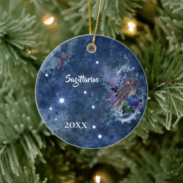 Décoration En Céramique Constellation du Sagittaire bleu de Boho (Arbre)
